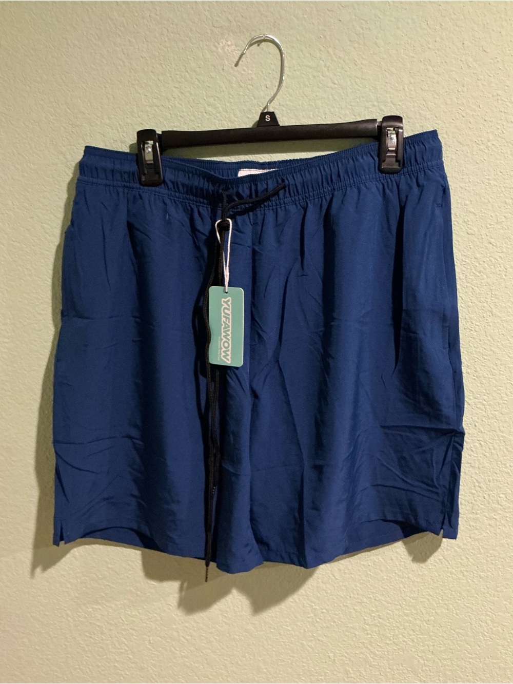 Men's Blue Swim Trunks - Elastic Waist with Drawstring